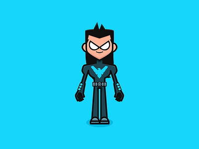 Nightwing batman cartoon dc fun illustration robin superhero teen titans vector
