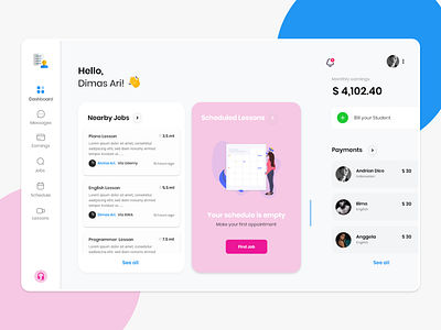 Dashboard for find Jobs UI design