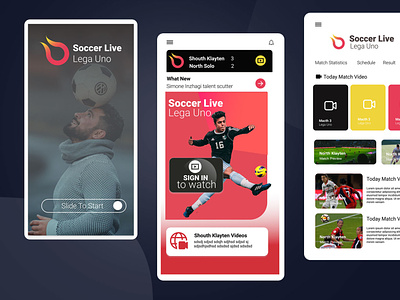 UI Design - Soccer New App mock up ui design