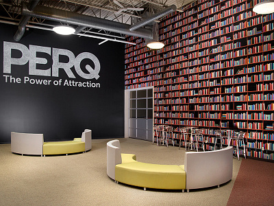 Savvy Collaboration Wall bookcase books chalkboard collaboration culture indianapolis mural office perq photoshop wall