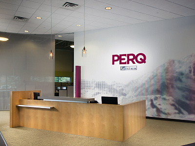 PERQ Lobby Wall culture half tone indianapolis office perq photoshop