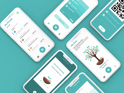 Freeceipt (Digital Receipt App) app bank credit card design environment finance financial app gamification illustration payment qrcode receipt scan tree ui ux