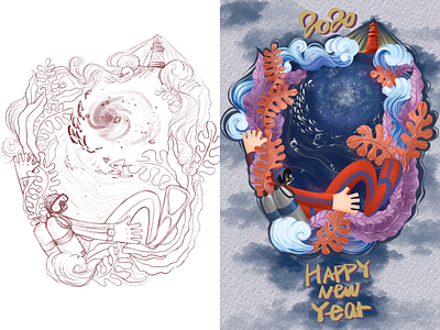 Happy New Year illustrator