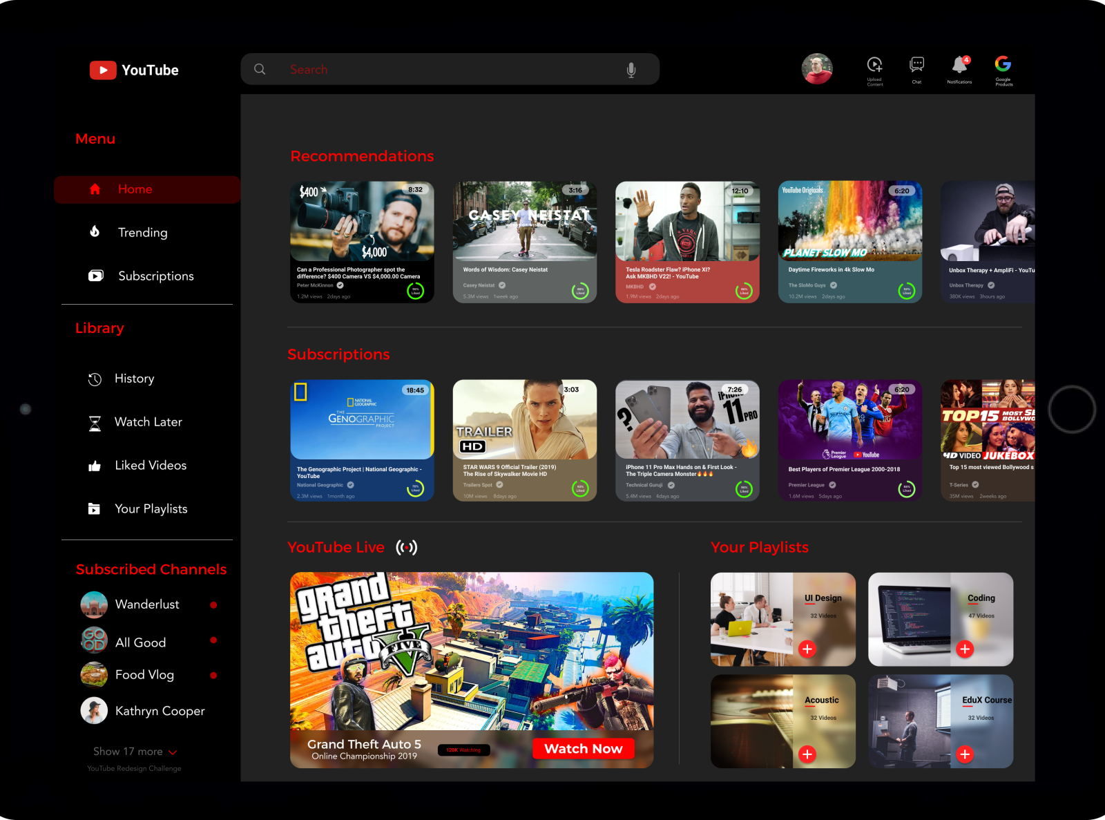 A Youtube Redesign Concept By Sumeet On Dribbble