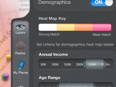 Slide-Out Panel app heatmap ipad mobile ui