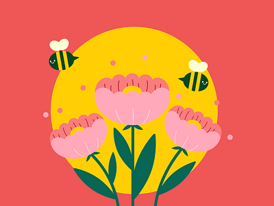 Spring adobe illustrator animal bee bees cute cute illustration flowers illustration illustrator peony spring vector
