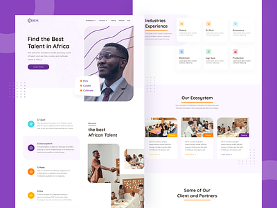Gebeya Landing Page - Redesign african blue bootstrap clean comunity education footer header landing page purple school simple startup startups talent ui design web website