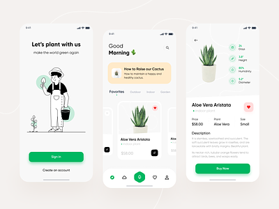 Planto Mobile App Exploration card clean decoration decorative green iphone market mobile online shop online store plant planting plants room shop simple splashscreen startup store ui design