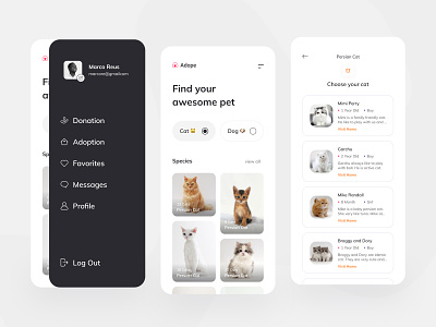 Adope Mobile App Exploration adopt adoption animal app card cat clean dog flutter home mobile mobile app pet pet care pet shop simple slide startup ui uidesign