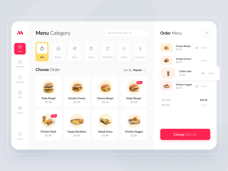 Cashier Dashboard App Exploration shope cash dashboard ui clean ui ui startup order burger restaurant food button card clean website ui design charge ipad tablet cahsier dashboard
