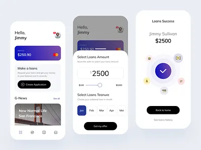 Loans Mobile App Exploration blue card clean credit card home loan loan app loans loans brokers mobile money money app money management money transfer slider startup success ui ui design