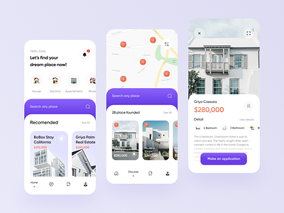 Property Mobile App Exploration apartment app blue card clean home screen house houses ios map maps mobile mobile app mobile design mobile ui properties property property search search startup
