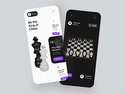 Chess Mobile App Exploration 3d android animation animations chess chess app chess game chessboard dark mode flutter game games ios mobile mobile app mobile app design mobile ui principle prototype versus