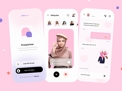 Dating App Prototype Exploration 💖 animate animation animations chat dating app figma interaction ios love match message mobile mobile app motion graphics onboarding pink pink app principle prototype prototyping