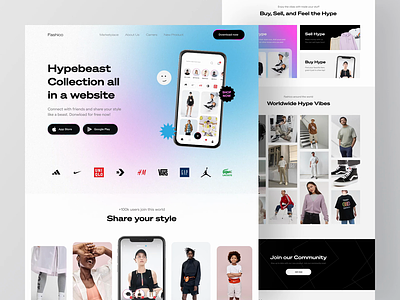 Fashico Landing Page animation app website b2b brand card clean design footer hero section landing page marketplace motion graphics principle prototype saas ui web web animation website websites