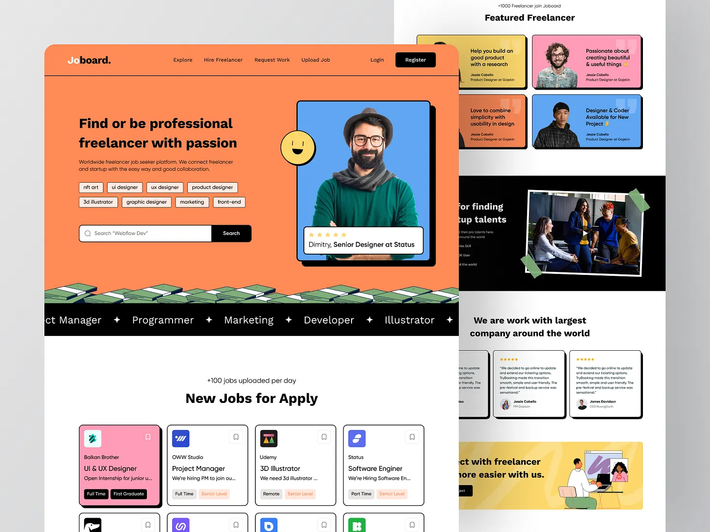 Modern Job Board Website Design for Freelancers