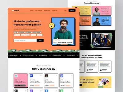 Joboard - Job Seeker Landing Page Website card classic indeed interface job job board job seeker job website landing landing page landing page design linkedin saas web web design webflow website website design