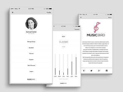 Music Bird - Design and Promo 2d animation explainer video graphic motion graphic music app ui design