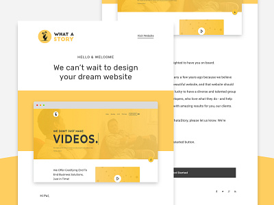 Client On-boarding | Email Design | WhataStory clean digital business email email design flat intro email invitation minimal modern onboarding ui web welcome email yellow