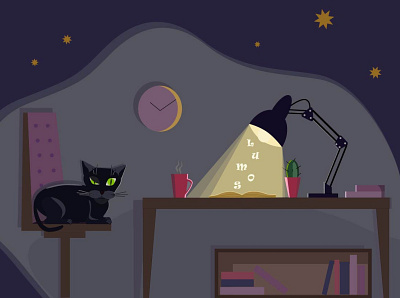 Lumos cat design illustration light night vector