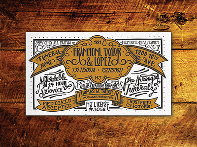 Francioni, Taylor & Lopez Funeral Home Pt. 3 apparel banner custom flourish handmade label lettering ornamentation script type typography victorian vintage