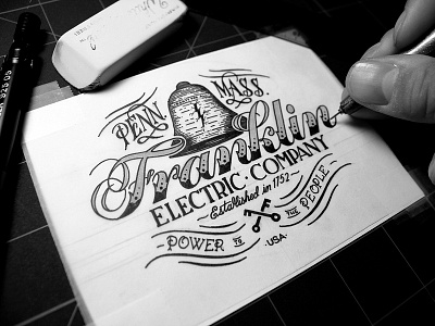 Franklin Electric Company - Inks apparel branding custom flourish handmade lettering logo ornamentation type typography victorian vintage