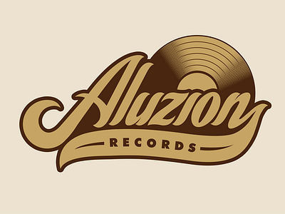 Aluzion Records Logo branding custom handmade lettering logo script type typography vintage