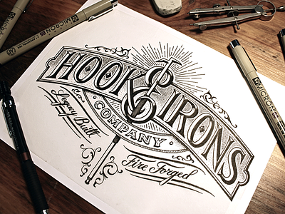 Hook & Irons Co. - Legacy Built apparel custom flourish handmade hook irons label lettering ornamentation script typography victorian vintage