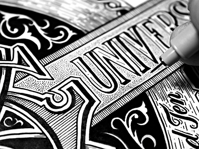 Geek Beat Sneak Peek banner calligraphy flourish hand drawn hand lettering lettering monogram stipple typography victorian