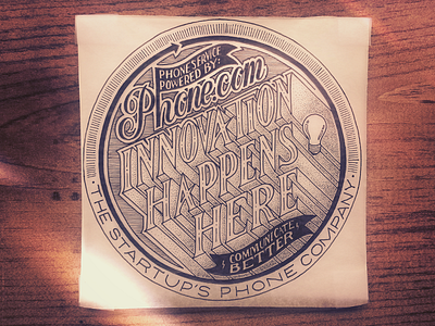 Innovation Happens Here banner decal hand drawn hand lettering idea lettering phone stipple typography vinyl