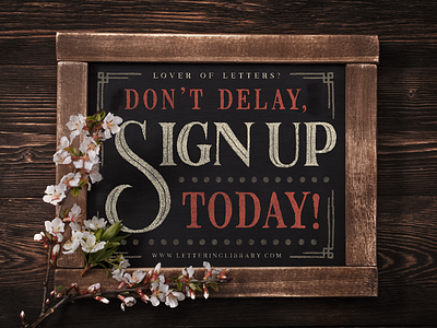 Lettering Library - Sign up! banner calligraphy flourish hand drawn hand lettering lettering monogram ornate stipple typography victorian