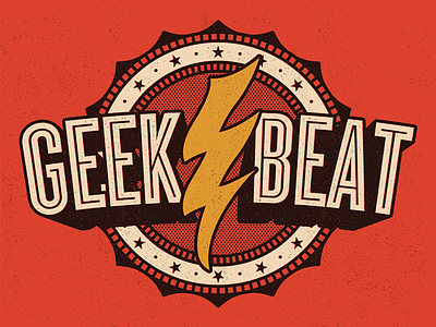 Geek Beat Superhero Squad apparel badge bolt crest hero label lettering seal super typography vintage