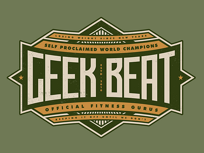 Geek Beat Fitness apparel badge custom fitness handmade lettering logo type typography vintage