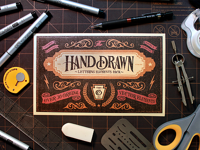 Hand Drawn Lettering Elements Vector Pack