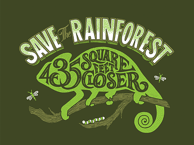 Roupala - Save The Rainforest bugs chameleon charity conservation hand drawn hand lettering lettering rainforest typography wildlife wood