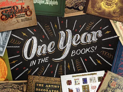 One Year in the Books! anniversary books celebration hand drawn hand lettering lettering type typography