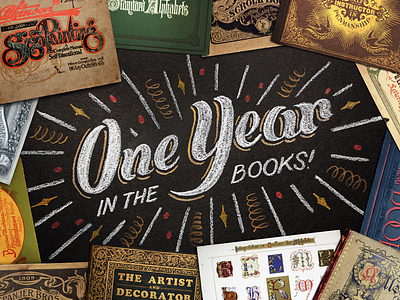 One Year in the Books! anniversary books celebration hand drawn hand lettering lettering type typography