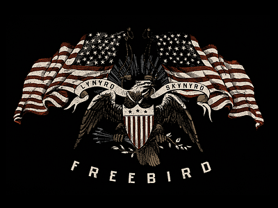 Lynyrd Skynyrd Merch Design arrows banner eagle flag freebird illustration merch merchandise rock vintage