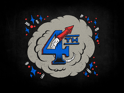 Independence Day Doodle 4th america chalk doodle. smoke fireworks illustration independence july lettering