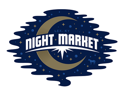 Night Market horse lettering lockup logo market moon night sky space type typography