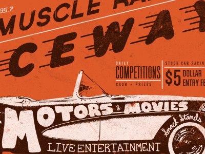Muscle Radio Raceway apparel lettering type typography vintage