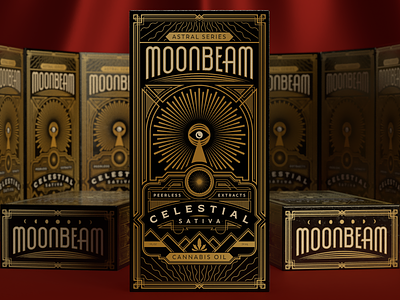 Moonbeam 3d rendering art deco cannabis cbd cbd oil decorative moon packaging packaging design