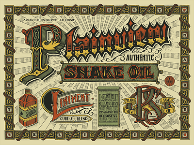 Warpaint Press - There Will Be Snake Oil! apparel banner custom flourish handmade label lettering ornamentation there will be blood type typography victorian vintage warpaint press