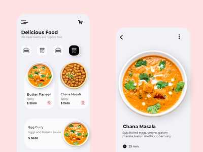Food App Mobile Screen UI Design.
