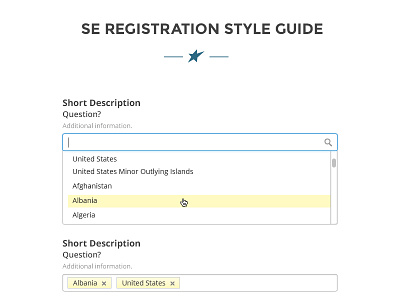 Registration Style Guide checkbox chosen down drop dropdown input multi open sans password registration scholarshipexperts select style guide