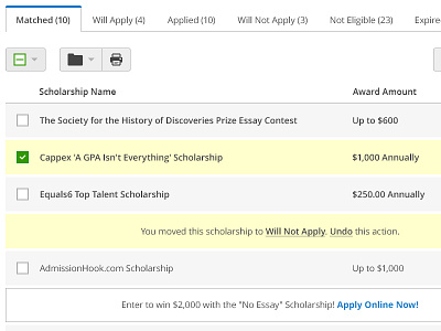 Scholarship Matches