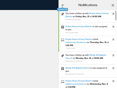 Notification Panel crm icons notification panel proxima nova tooltip