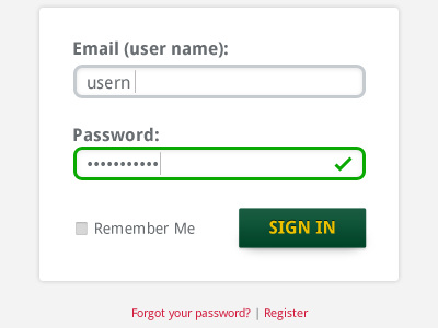 Sign In Form button cta field form login password sign in user name validate validation wisechoice