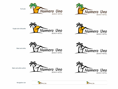 Numero Uno Beach Hotel Logo Lockup beach beach hotel boutique hotel hotel illustration kalam lockup logo numero uno beach hotel palm tree puerto rico