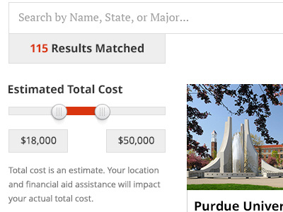 Slider Filter cost financial interface purdue slide slider